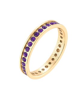 Złota obrączka z fioletowymi kryształami Preciosa r.12 - sotho