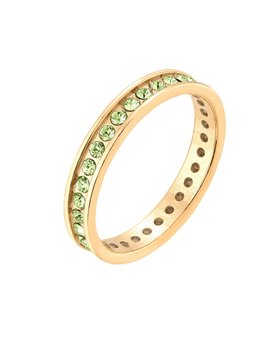 Złota obrączka z zielonymi kryształami Preciosa r.10 - sotho