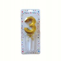 Złota Świeczka 3 Numer Cyfra Elegancka Urodziny Wesele Złote Świeczki TORT