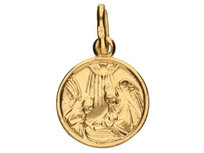 Złota zawieszka 333 medalik Chrzest Święty bez kamieni na prezent