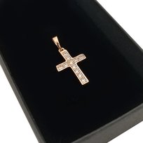 Złota Zawieszka Krzyżyk Z Kryształkami 18K Prezent Dla Niej Żony Dziewczyny Golden Celebrity