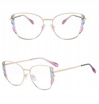 ZŁOTE Damskie Okulary Zerówki do KOMPUTERA Blue Light UV OPRAWKI Flexy