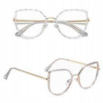 ZŁOTE Damskie Okulary ZERÓWKI do KOMPUTERA BLUE LIGHT UV OPRAWKI Teleskopy