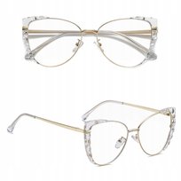 ZŁOTE Damskie Okulary ZERÓWKI do KOMPUTERA BLUE LIGHT UV OPRAWKI Teleskopy