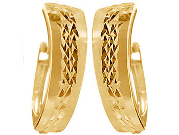 Złote kolczyki 585 duże diamentowane przecinki elegancki wzór na prezent - Lovrin