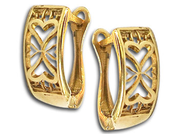 Złote Kolczyki 585 Przecinki Ażurowe Z Sercem - Lovrin