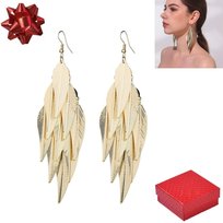 Złote kolczyki damskie wiszące pozłacane Biżuteria dla Kobiet liść prezent