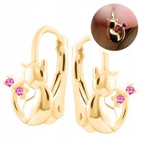 Złote kolczyki dla dziewczynki kotki zapięcie francuskie koty komunia 925