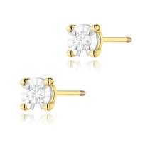 Złote kolczyki K0058 Diament 2 x 0,03ct żółte złoto sztyft zakręcany pr. 585 Jubiler Monika