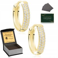 Złote Kolczyki Małe Kółka Z Cyrkoniami 1,5 Cm Srebro 925 Pozłacane + Grawer Golden Celebrity