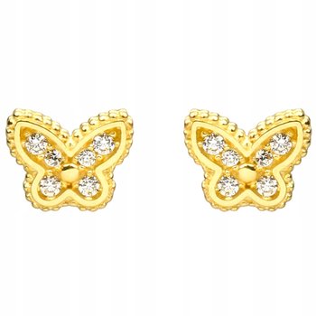 Złote Kolczyki Motylki z Cyrkoniami  Sztyft P.585 - Inna marka