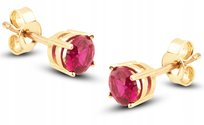 ZŁOTE KOLCZYKI NA SZTYFT RUBINOWE RUBINO 333