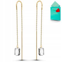 Złote kolczyki przeciągane łańcuszki srebro 925 wiszące przetykane