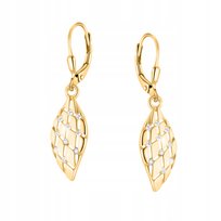 Złote kolczyki srebrne wiszące z cyrkoniami 925