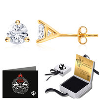 Złote Kolczyki Z Kryształem 6Mm Wkrętki Sztyfty Eleganckie Damskie Dla Niej