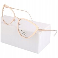 ZŁOTE Okulary KOCIE OCZY z Filtrem NIEBIESKIM Zerówki Oprawki do komputera