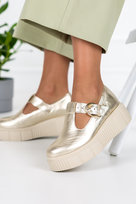 Złote półbuty skórzane damskie na platformie produkt polski casu 20102-no-37