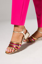 Złote sandały damskie na niskim klocku Casu ER24X14-G-36