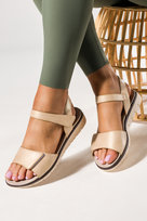 Złote sandały na rzep damskie płaskie mieniące Casu K24X9-G-39