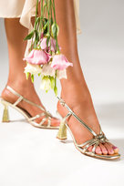 Złote sandały z kryształkami damskie ozdobny obcas kieliszek Casu U24X4-G-NO-39