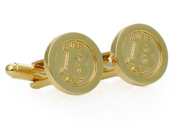 Złote spinki do mankietów - znak Bitcoina A305 - Modini