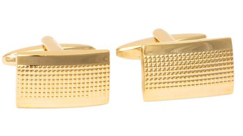 Złote strukturalne spinki do mankietów koszuli - A337 - Modini