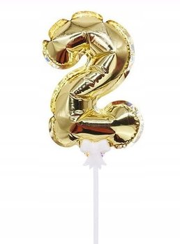 Złoty Balon Foliowy Tort Topper Urodziny Cyfra 2 - Inna marka