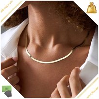 ZŁOTY BŁYSZCZĄCY ŁAŃCUSZEK DAMSKI PŁASKA ŻMIJKA ZE STALI CHIRURGICZNEJ 45cm