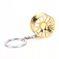 Złoty breloczek do kluczyków do samochodu dla kierowcy felga koło subaru