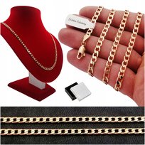 ZŁOTY DAMSKI ŁAŃCUSZEK PANCERKA 50cm/4mm + GRAWER