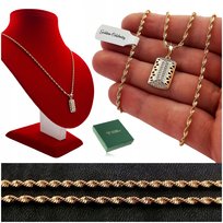 ZŁOTY DAMSKI ŁAŃCUSZEK STAL + GRECKI WISIOREK CYRKONIE PREZENT NA ROCZNICĘ