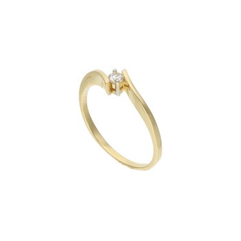 Złoty delikatny pierścionek z cyrkonią 585 14k - Rosanto