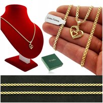 Złoty Gruby Łańcuszek Bismark + Serce Z Cyrkoniami 925 Prezent + Dedykacja