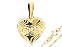 Złoty Komplet Biżuterii 585 Diamentowane Serce Z Nieskończonością Serduszko Infinity