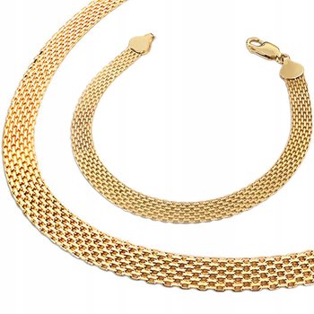 Złoty Komplet Biżuterii 585 Szeroki Bismark Elegancka Kolia - Lovrin
