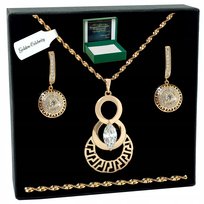 Złoty Komplet Biżuterii Dla Kobiety 60 Cm Gruby / Długi Z Cyrkoniami 18K Golden Celebrity