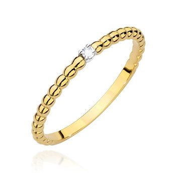 Złoty kulkowy pierścionek zaręczynowy z brylantem Delikatność : ROZMIAR PIERŚCIONKA - ZŁOTO - 11, Złoto - próba - próby 585 żółte - GIORRE
