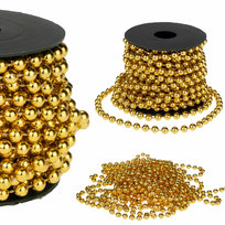 Złoty Łańcuch Na Choinkę Stroik Koraliki Girlanda Koralikowa Szpula 5M