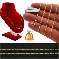 ZŁOTY ŁAŃCUSZEK DAMSKI ANKIER 50cm/1,5mm CIEŃKI DELIKATNY SREBRNY POZŁACANY