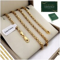 ZŁOTY ŁAŃCUSZEK DAMSKI SPLOT KRÓLEWSKI 50cm SREBRO 925/585 + Y/GRAWER