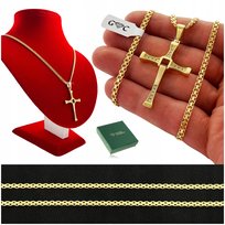 ZŁOTY ŁAŃCUSZEK MĘSKI BISMARK, SREBRO 925 + KRZYŻYK VIN DIESEL + Y