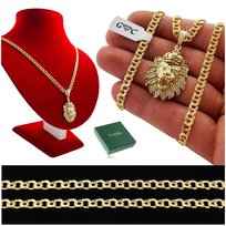 ZŁOTY ŁAŃCUSZEK MĘSKI GARIBALDI 55 cm + ZAWIESZKA LEW, SREBRO 925 + Y