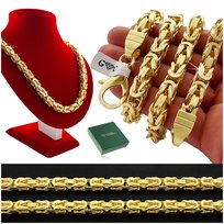 ZŁOTY ŁAŃCUSZEK MĘSKI SPLOT KRÓLEWSKI PR. 925/585 SREBRO POZŁACANE 65cm/8mm