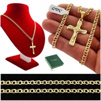 ZŁOTY ŁAŃCUSZEK MĘSKI Z KRZYŻYKIEM 925/585 SREBRO DLA MĘŻA SYNA NA URODZINY