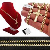 ZŁOTY ŁAŃCUSZEK MĘSKI Z KRZYŻYKIEM, NASZYJNIK Z ORŁEM 70 CM DLA MĘŻCZYZNY