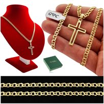 ZŁOTY ŁAŃCUSZEK MĘSKI Z KRZYŻYKIEM PR. 925 GARIBALDI, 55cm/4,5mm DLA FACETA