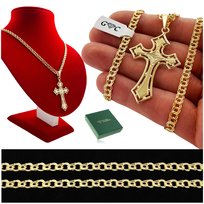 ZŁOTY ŁAŃCUSZEK Z GRAWEREM DLA SYNA, NASZYJNIK GARIBALDI Z KRZYŻYKIEM 55 cm