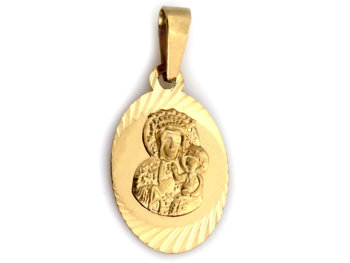 Złoty Medalik 585 Diamentowany Owal Matka Boska Częstochowska - Lovrin