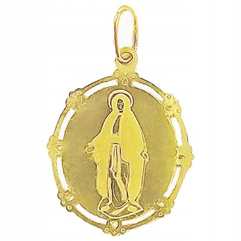 Złoty medalik 585 owalny z Matką Boską Niepokalaną bez kamieni 14K - Lovrin