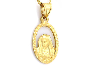 Złoty Medalik Owalny 585 Matka Boska, Prezent - Lovrin